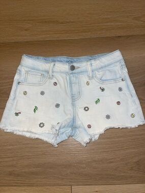 Girls Art Class Light washed Denim shorts Embroidered with some Summertime charm